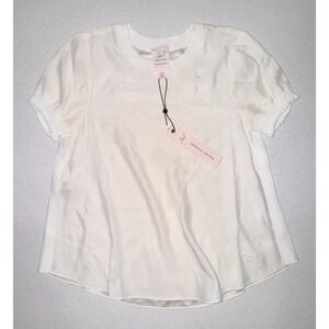 Cinq à Sept Women's 100% Silk Short‑Sleeve Blouse – Ivory/Cream, Size XXS (NWT)